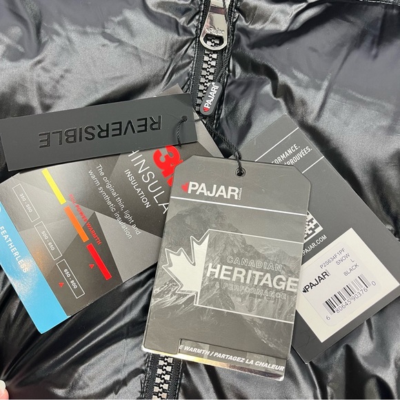 NWT Pajar Reversible 'Snow' Insulated Puffer Jacket Black Sz L - Picture 6 of 16